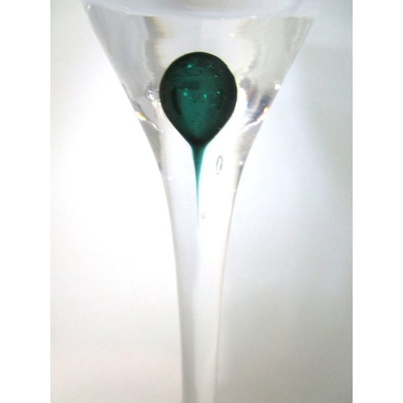 Orrefors Intermezzo Green Teardrop Stem Tall Goblet Wine EUC Sweden Discontinued - Picture 7 of 12